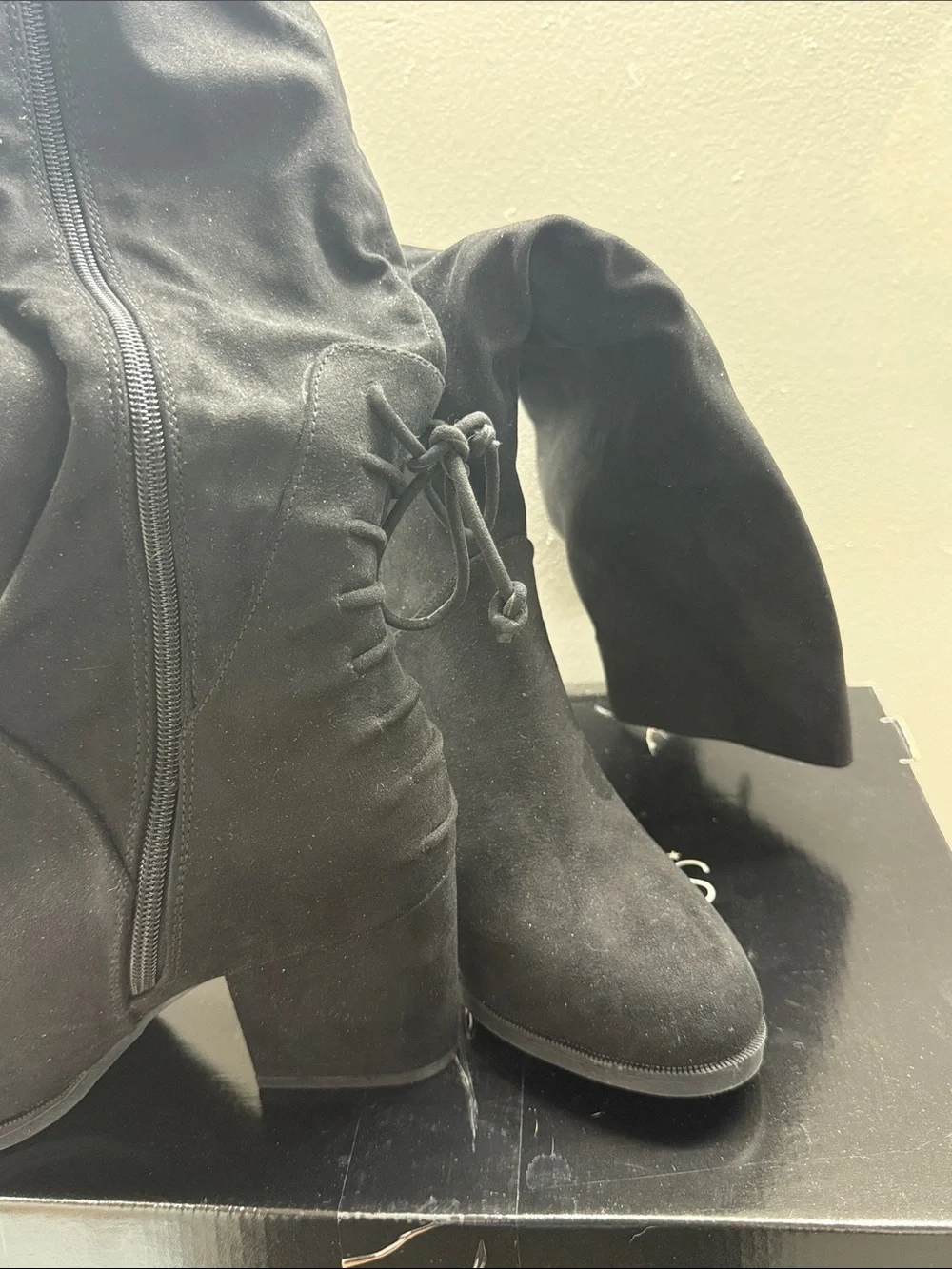 Journee Black Suede Over-the-Knee Women's Boots Size 8M